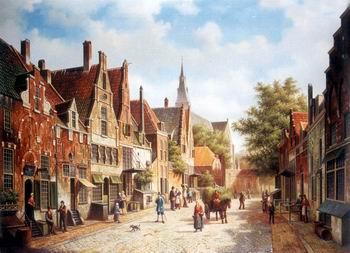 unknow artist European city landscape, street landsacpe, construction, frontstore, building and architecture. 177